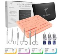 Kit Sutura Completo 33 Pezzi per Studenti Medicina, Infermieristica e Veterinaria - Cuscinetto Silicone 3 Strati, 14 Ferite, 6 Strumenti Acciaio, 24 Fili, Corso Video ed Ebook