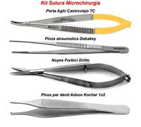 Kit Sutura Microchirurgia Porta Aghi Castroviejo Forcipe Debakey Forbici a Molla