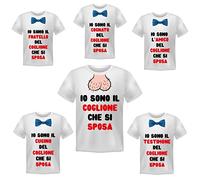 Kit T-Shirt Uomo Manica Corta Addio al Celibato Io Sono Il Coglione Che Si Sposa - Pacchetto T-Shirt Divertenti Amici dello Sposo - Matrimonio - Idea Regalo (L, Sposo)