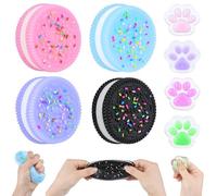Kit Taba Squishy,4pezzi di Giocattoli Taba Squishy di Biscotto,Alleviare lo Dtress Per Bambini e Adulti,Sensoriali Dal Design Carino,Gadget Per l’ansia e Bomboniere,Extra di 4pezzi Zampe Di Gatto Taba