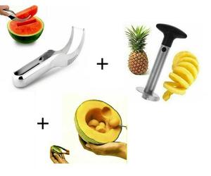 Kit Taglia Affetta Anguria Melone + Sbuccia Affetta Ananas + Set 3 Pezzi Frutta
