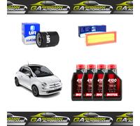 KIT TAGLIANDO 2 FILTRI UFI PER FIAT 500 LANCIA YPSILON 1.2 + 4L OLIO MOTUL 10W40