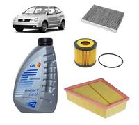 Kit tagliando 3 filtri + 3L olio Q8 5W30 per Volkswagen Polo 9N 1.2 benzina