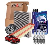 KIT TAGLIANDO 3 FILTRI + 4 CANDELE + 4 LITRI OLIO ORIGINALE 5W40 COMPATIBILE CON RENAULT CLIO IV 1.2 16V 54 KW, 73 CV