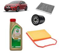 Kit tagliando 3 filtri + 4L olio 5W30 Edge LL per Seat Ibiza 1.0 benzina 2017+