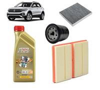Kit tagliando 3 filtri + 4L olio Edge 0W20 IV LL per Volkswagen T-Cross 1.0 TSI 2018+