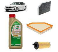 Kit tagliando 3 filtri + 6L olio Edge 5W30 per BMW Serie 3 G80 318i 320i 330i +Hybrid 2018+