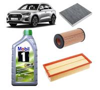 Kit tagliando 3 filtri + 6L olio Mobil 0W20 ESP per Audi Q3 F3B 45 TFSI,DKTA/DNPA