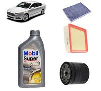 Kit tagliando 3 filtri + 6L olio Mobil 5W-20 per Ford Mondeo V 2.0 Ecoboost 2014+