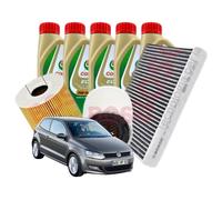 Kit Tagliando 3 Filtri E 5 Lt Olio Castrol 5w40 Vw Polo 6r 6c 1.6 Tdi Dal 2009