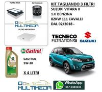 KIT TAGLIANDO 3 FILTRI E OLIO CASTROL 5W30 SUZUKI VITARA II 1.0 82KW 111 CAVALLI