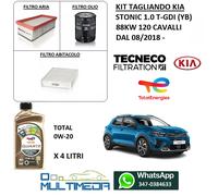 KIT TAGLIANDO 3 FILTRI E OLIO TOTAL 0W20 KIA STONIC 1.0 T GDI 88KW 120 CAVALLI