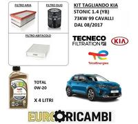 KIT TAGLIANDO 3 FILTRI E OLIO TOTAL 0W20 KIA STONIC 1.4 T GDI 73KW 99 CAVALLI