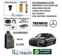 KIT TAGLIANDO 3 FILTRI OLIO ORIGINALE 5W30 MERCEDES CLA 200 d W118 110KW 150 CV