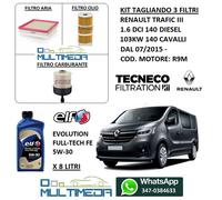 KIT TAGLIANDO 3 FILTRI OLIO ORIGINALE 5W30 RENAULT TRAFIC III 1.6 D 103KW 140 CV