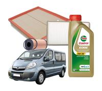 Kit Tagliando 3 Filtri Opel Vivaro (X83) 2.0 CDTI Dal 2006 8LT Castrol 5w30 C3