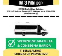 Kit Tagliando 3 Filtri per IVECO Daily Citys Autobus 50C14G Natural Power 100...