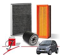 KIT TAGLIANDO 3 FILTRI SMART FORTWO 451 1.0 TURBO BRABUS CABRIO COUPE DAL 2007
