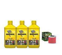 KIT TAGLIANDO 3LITRI OLIO BARDAHL XT4S 10W50+FILTRO HF566 PER KAWASAKI J125 J300