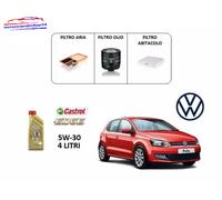 KIT TAGLIANDO 4 FILTRI + 4LT OLIO CASTROL 5W30 VOLKSWAGEN POLO 1.4 TDI 2014 >