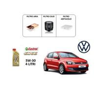 KIT TAGLIANDO 4 FILTRI + 4LT OLIO CASTROL 5W30 VOLKSWAGEN POLO 1.4 TDI 2014 >