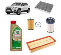 Kit tagliando 4 filtri + 5L olio Edge 5W-30 LL per Seat Ateca 1.6 TDI 2016+