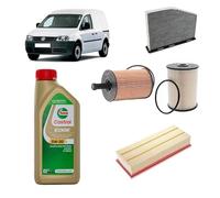 Kit tagliando 4 filtri + 5L olio Edge 5W-30 LL per Volkswagen Caddy 2K 2C 1.9 TDI,BLS/BXE/BKC
