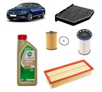 Kit tagliando 4 filtri + 5L olio Edge 5W-30 LL per Volkswagen Passat B8 1.6 TDI