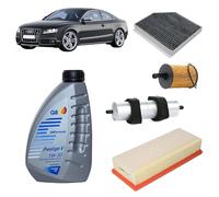 Kit tagliando 4 filtri + 5L olio Q8 5W30 compatibile con Audi A5 8T 2.0 TDI