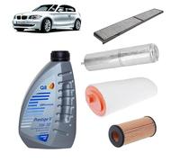 Kit tagliando 4 filtri + 5L olio Q8 5W30 per BMW Serie 1 E 87 118d M47 2007+