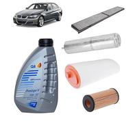 Kit tagliando 4 filtri + 5L olio Q8 5W30 per BMW Serie 3 E90 320D 2004+
