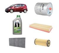 Kit tagliando 4 filtri + 6 L olio Mobil 5W30 per Mercedes Benz Classe B W245 gasolio B180 CDI B200 CDI (2005-2011)