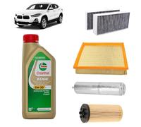Kit tagliando 4 filtri + 6L olio Edge 5W30 per BMW X2 F39 1.8d 2.0d 2.5d 2017+