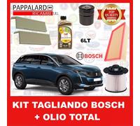 KIT TAGLIANDO 4 FILTRI + 6LT OLIO TOTAL 0W30 PEUGEOT 3008 2.0 HDI DAL 2016