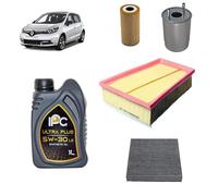 Kit tagliando 4 filtri + 7L olio 5W-30 IPC LS compatibile con Renault scenic iii 2.0 DCI Gasolio 2009-2016