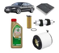 Kit tagliando 4 filtri + 7L olio Edge 5W30 LL compatibile con Audi A5 8T 2.7 TDI,CAMB/CGKB
