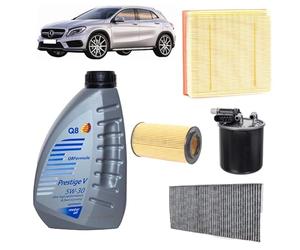 Kit tagliando 4 filtri + 7L olio Q8 5W30 per GLA X156,2143cc gasolio, 200CDI 220CDI.