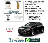 KIT TAGLIANDO 4 FILTRI AUDI Q5 I 8R 3.0 TDI DIESEL QUATTRO 176KW 239 CV CAVALLI