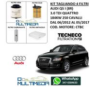 KIT TAGLIANDO 4 FILTRI AUDI Q5 I 8R 3.0 TDI DIESEL QUATTRO 184KW 250 CV CAVALLI