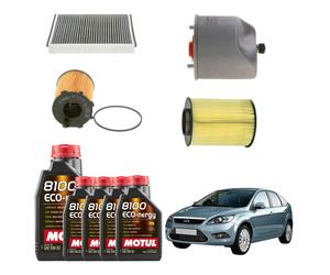 Kit Tagliando 4 Filtri BOSCH + 5LT Olio Motore MOTUL per FORD Focus e VOLVO V40