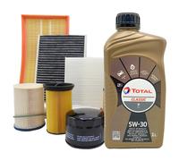 Kit tagliando 4 Filtri e 6Lt Total Classic 5w30 Citroen C5 Peugeot 407 2.0 Hdi