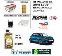 KIT TAGLIANDO 4 FILTRI E OLIO TOTAL 0W30 KIA STONIC 1.6 CRDI 81KW 110 CAVALLI