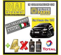 KIT TAGLIANDO 4 FILTRI FIAT PUNTO EVO 1.3 MJTD 16V 85 223A9000 62 KW 85 HP+OLIO