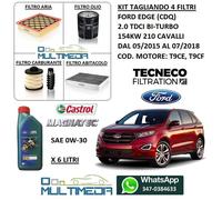 KIT TAGLIANDO 4 FILTRI OLIO CASTROL FORD 0W30 EDGE 2.0 TDCI 154KW 210 CV CAVALLI