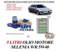 KIT TAGLIANDO 4 FILTRI UFI + 5 LITRI OLIO SELENIA ALFA ROMEO 159 1.9 JTDM