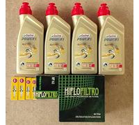 KIT TAGLIANDO 4 LITRI CASTROL 15W50 4T POWER 1 FILTRO OLIO HIFLO HF163 1 FILTRO ARIA HIFLO HFA7910 2 CANDELE NGK DCPR8EKC 2 CANDELE NGK BKR7EKC PER BMW R 1150 GS ADVENTURE 2003 2005 TWIN SPARK