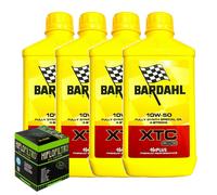 Kit Tagliando 4 Litri Olio Moto Bardahl XTC C60 10W50 + Filtro Olio Hiflo