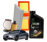 Kit Tagliando 4 Litri Olio Motore Selenia Wr Forward 0w30 per Alfa Romeo Giulia