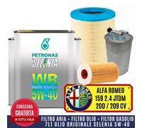 KIT TAGLIANDO ALFA 159 2.4 JTD JTDM 200 / 209 CV 2005>+ 7 L OLIO SELENIA WR 5W40