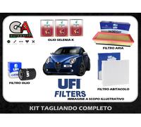 Kit tagliando Alfa Mito 1.4 51 57 KW 69 78 cv Filtri UFI 3l Olio Selenia K 5w40